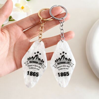 comprare Portachiavi personalizzati in acrilico per numeri di camera d'albergo, targhette creative a forma di diamante con tecnica tessuta e motivo a quadretti online manufacture