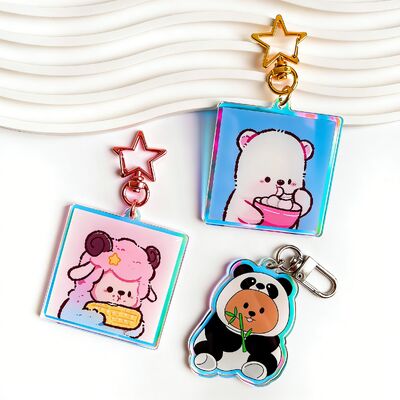 comprare Portachiavi in resina epossidica glitter personalizzato – Acrilico trasparente con logo cartone animato e design anime online manufacture