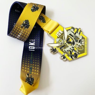 2.25 pollici 2,5 pollici Sport Esagonale Medaglie personalizzate Gialle Medaglie d'oro personalizzate