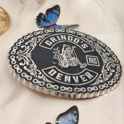 Un buon prezzo. Logo 3D personalizzato cintura di moto Antica cintura con rivestimento in nichel e finitura morbida di smalto in linea