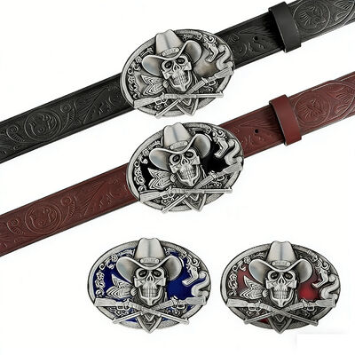 Fibbia per cintura personalizzata in lega di zinco e argento anticato con dettagli colorati in smalto morbido.