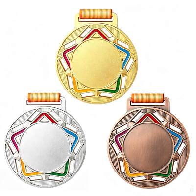 Medaglie sportive oro argento bronzo calcio pallavolo con nastro fabbrica all'ingrosso